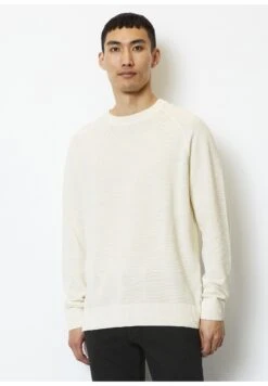 Marc O'Polo Crewneck With Wave Structure - Trui - White Cotton