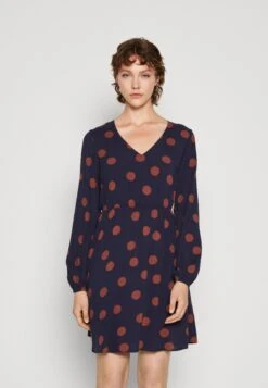 Vila Virosa V Neck Short Dress - Jurk - Navy/Brown