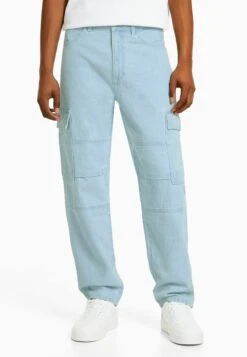 BERSHKA Relaxed Fit Jeans - Light Blue